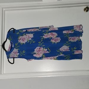 Petite - Blue and pink floral dress.